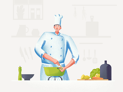 Chef illustration and animation for a restaurant website animation chef cock design flat illustraion interaction kitchener vector