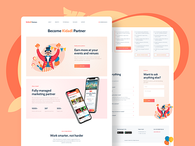 Kidadl app landing page design