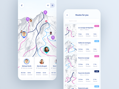 Skiing app UI design design mobile app ui ui design user interface