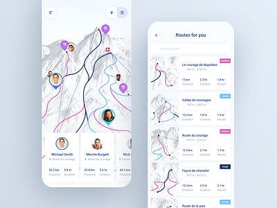 Skiing app UI design