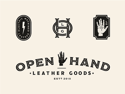 Open Hand Leather Goods brand concept 2 brand leather logotype monogram wip
