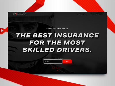 P1 Insurance black interactive racing sketch ui web