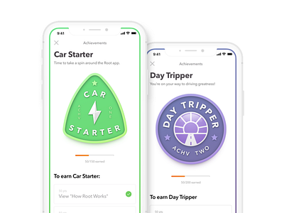 Achievements 1 & 2 achievement badge color ios ui ux