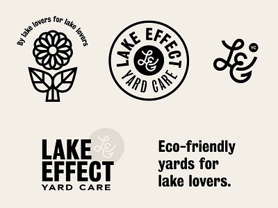 Sketches for Lake Effect Yard Care brand eco friendly lakes logo michigan modern mono line start up yard care