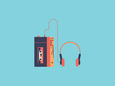 walkman cassette cassette tape headphones illustration nostalgia old vector vintage walkman