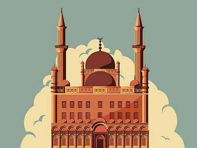 Mohammad Ali Mosque ali arabic clouds egypt egyption illustration islam muslim scene sky