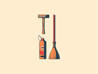 Shaving Tools  Icons  and a broom