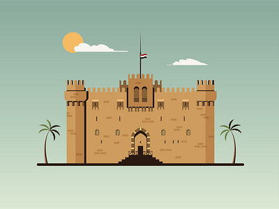 Citadel of Qaitbay alex builds illustration landmarks minimal vector