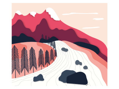 Mountain gazing artwork digital art duo chromatic travel drawings