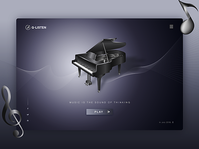 The piano deep listening melancholy music piano player web design，musical instruments 应用程序 用户界面 网页设计