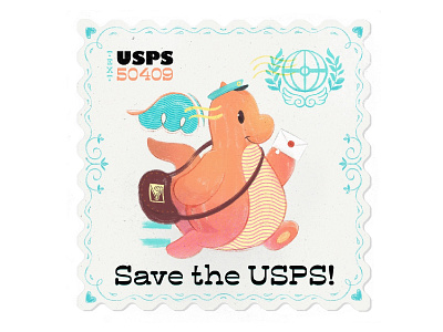 Dragonite USPS stamp cute dragon illustration logo mail nintendo pokemon stamp usps