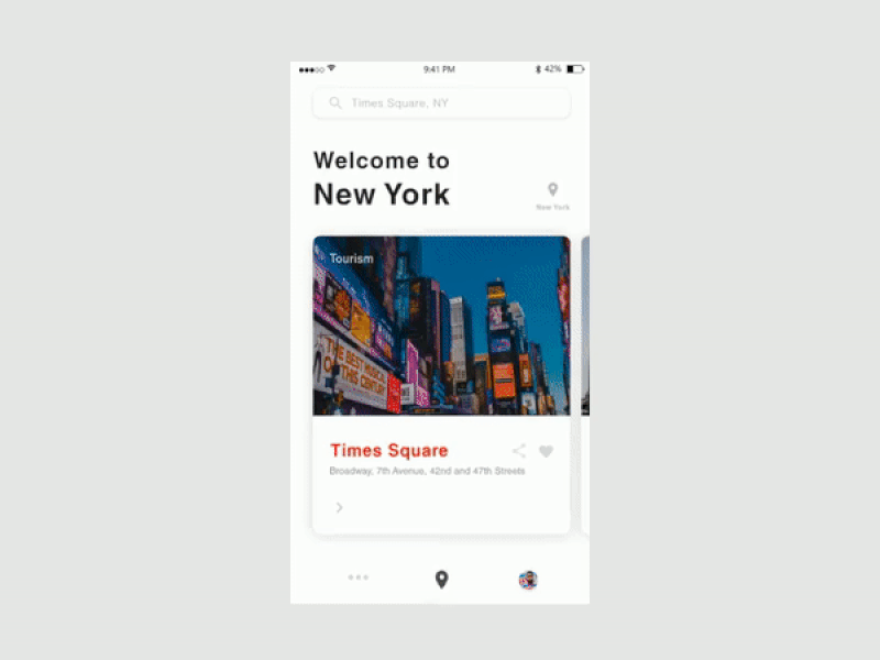 #Daily UX&UI design 06 - New York travel guide animation challenge design gif interaction interface mobile mockup newyork prototyping travel ui ux