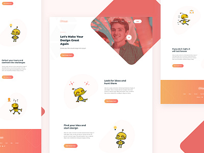 Creative web design design great man orange red robot