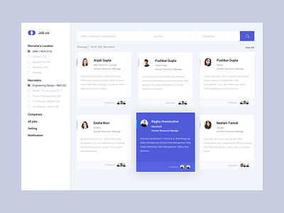 Job Dashboard account branding color companies design illustration job job board location notification search settings ui ux