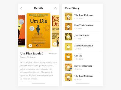 Books App UI books branding design list play read reading app study ui uiux vector white