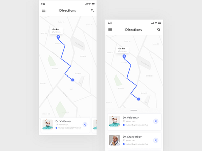 Directions Screen #05 app app design application directions doctor doctor app location menu profile search settings time ui