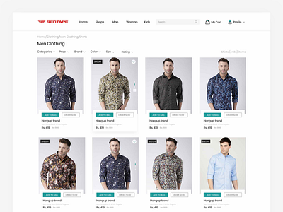 Product List Page account cart colors desing ecommerce filter kids man product profile page rating search size ui ui design userexperiencedesign ux website woman