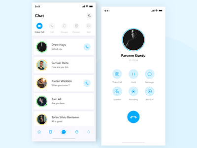 Calling and Chat Screen account application chat colors contact group icon illustration mail search ui ui design uidesign ux video call