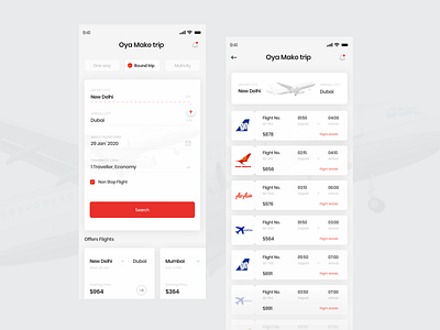 Flight Booking app app design card color details flight liat location red selectdate time
