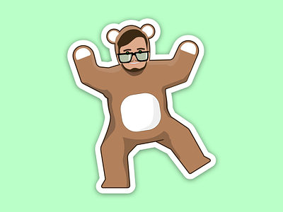 Bear dance illustration sticker teddy bear