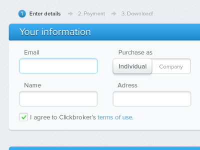 Clickbroker purchase form bootstrap breadcrumbs checkbox checkout form purchase slider ui