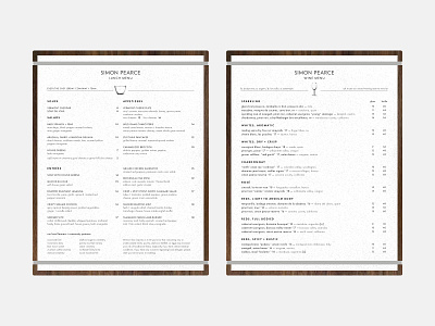 Simon Pearce: Menu Redesign