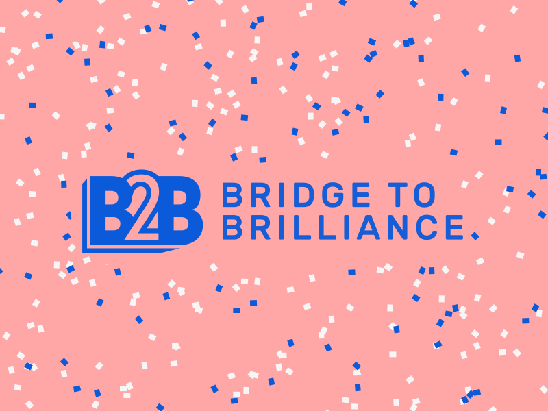 Bridge to Brilliance Logo confetti nonprofit education bridge to brilliance