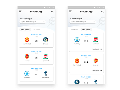 Football App android design ui ux