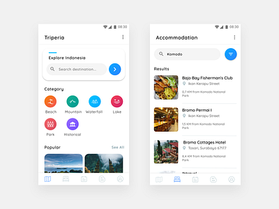 Triperia - Tourism App android app design material design tourism ui ux