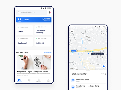 Bandung Smart Bus android app design map material design tourism ui ux