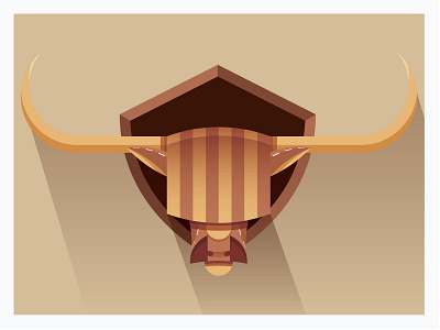 Long Horn animal cute farm geometric horns illustration monotone plaque poster shapes shield texas