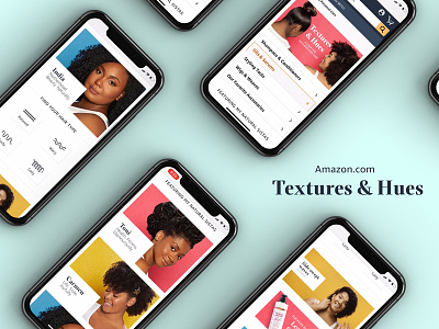 Amazon Textures & Hues amazon art direction black designer desktop diversity e commerce hair influencers mobile ui design ux design web design