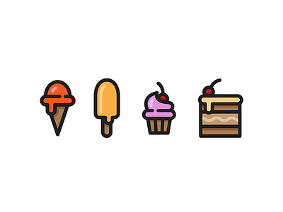 Treats cake cup cake ice cream icons vector