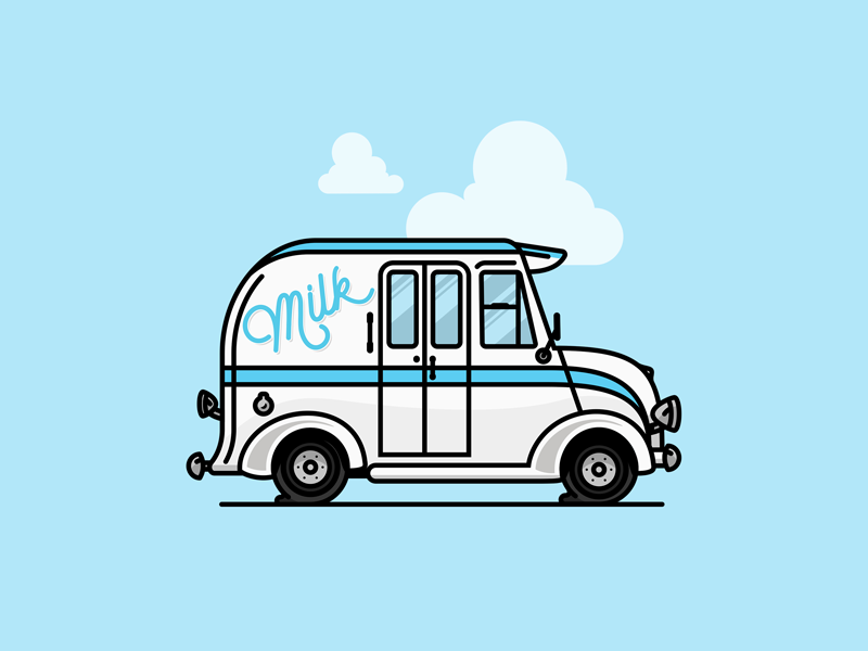 Milk Truck milk truck milk truck clouds retro