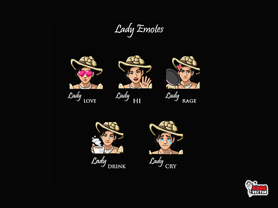 Lady Twitch Emotes character creative idea customemote design designer emoji emote emoteart emotes emoticon fun funny graphicforstream hi lady love rage streamers twitch twitchemote twitchemotes