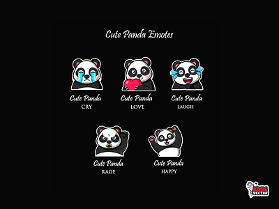 Cute Panda Twitch Emotes creative idea crypto customemote cute daily fun design design app emoji emote emoteart emotes fun funny graphicforstream laughter love panda streamers twitch twitchemote twitchemotes