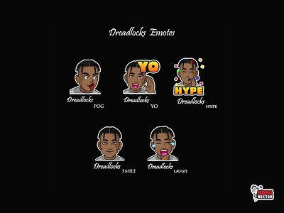 Dreadlocks Twitch Emotes awesome customemote cute design designer emoji emote emoteart emotes graphicforstream handsome hype laugh pog smile streamers twitch twitchemote twitchemotes yoga