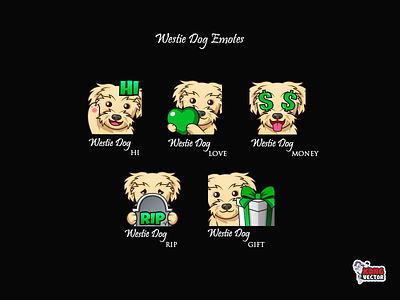 Westie Dog Twitch Emotes customemote daily fun designer dog emoji emojis emote emoteart emotes gift graphicforstream hi love money redesign rip streamers twitch twitchemote twitchemotes