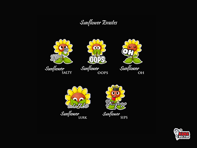 SunFlower Twitch Emotes cartoon character design creative idea customemote design designs emoji emote emoteart emotes graphicforstream lurk oh oops salty sips streamers twitch twitchemote twitchemotes