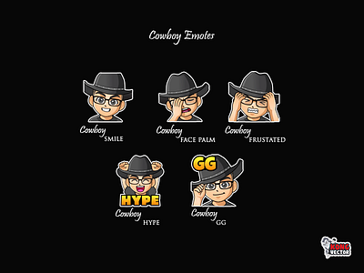 Cowboy Twitch Emotes cowboy cowboy hat creative design customemote design emoji emote emoteart emotes facepalm frustated gg graphicdesign graphicforstream hype smile streamers twitch twitchemote twitchemotes