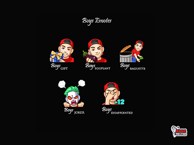 Boys Twitch Emotes character creative idea customemote cute design designer eggplat emoji emote emoteart emotes gift illustration joker logo lol streamers graphicforstream twitch twitchemote twitchemotes