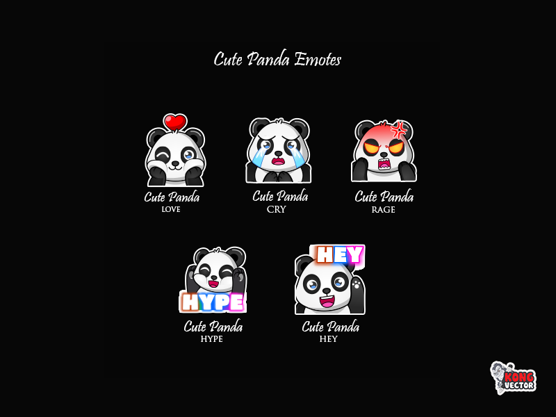 Cute Panda Twitch Emotes by Kong Vector on Dribbble
