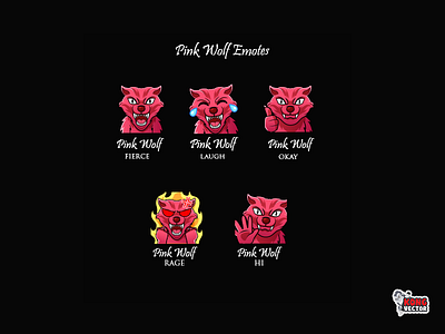 Pink Wolf Twitch Emotes