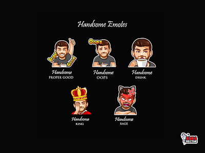 Handsome Twitch Emotes cartoon creative idea customemote daily fun design drink emoji emote emoteart emotes emoticon happy look oops rage streamers graphicforstream twitch twitchemote twitchemotes