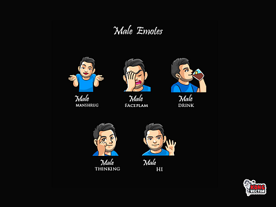 Male Twitch Emotes cartoon creative idea design designer designs drink emoji emote emoteart emotes faceplam graphicforstream hi illustration lol thinking twitch twitchemote twitchemotes