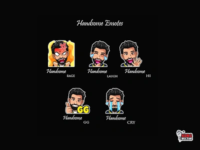 Handsome Twitch Emotes cartoon character creative idea customemote design emoji emote emotes emoticon graphicforstream handsome illustration laugh lol rage streamers twitch twitch.tv twitchemote twitchemotes