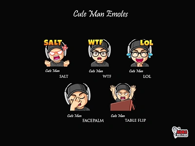 Cute Man Twitch Emotes creativity customemote customemotes design designer emoji emote emoteart emotes facepalm graphicforstream lol salt sticker streamers tableflip twitchemote twitchemotes twitchstreamers wtf