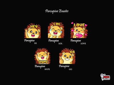 Porcupine Twitch Emotes cartoon creative idea customemote cute daily fun design emoji emote emoteart emotes gg graphicforstream hi hype lol love porcupine streamer twitch twitchemote