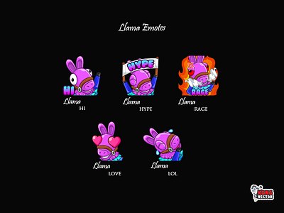 Llama Twitch Emotes cartoon creative idea customemote daily fun design emoji emote emotes fortnite graphicforstream hi hype llama lol love rage streamer twitch twitchemote twitchemotes