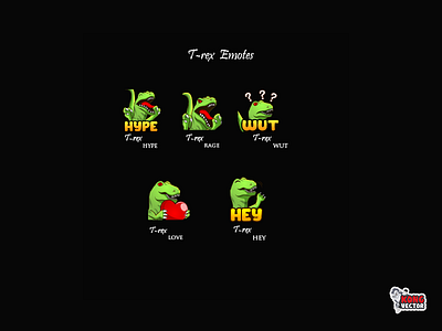 T-rex Twitch Emotes creative idea customemote design designer emoji emote emoteart emotes graphicforstream hey hype love rage streamers t rex twitch twitch logo twitchemote twitchemotes wut